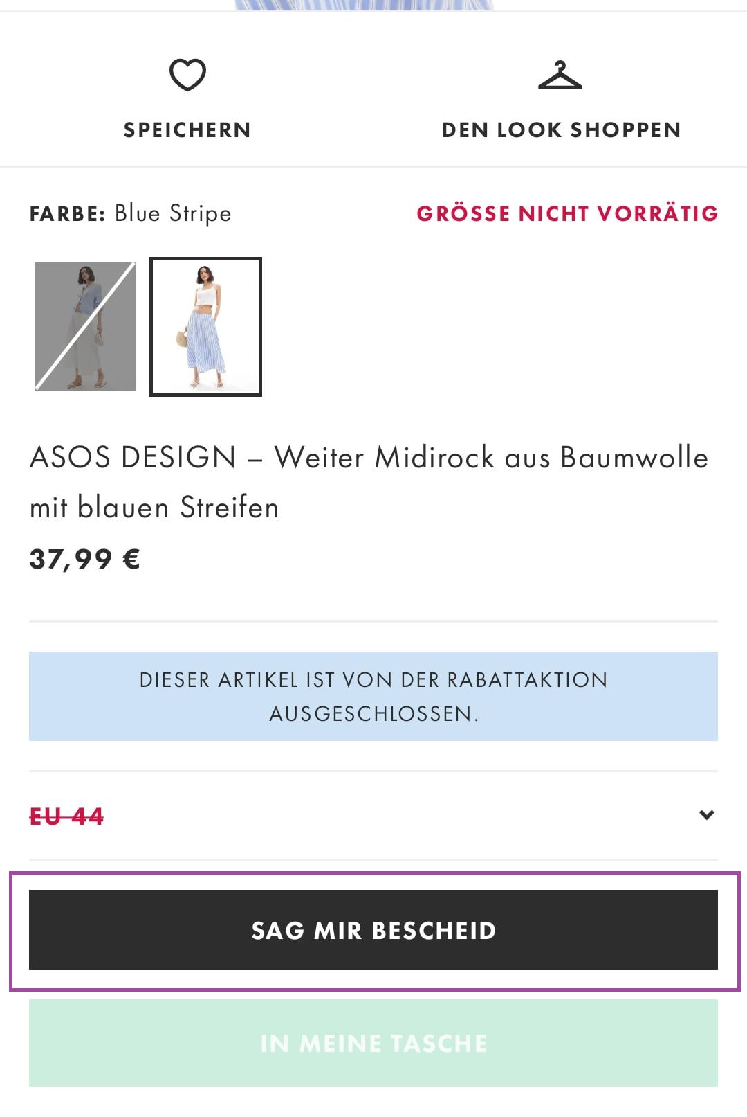 Image of the Out Of Stock button