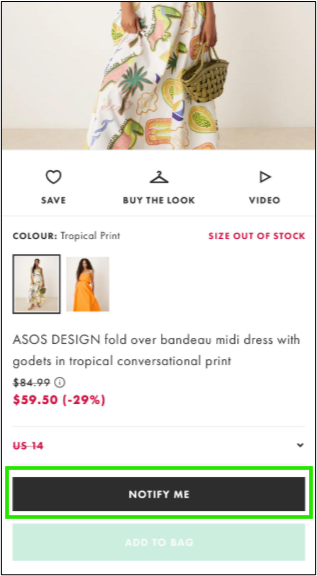 Image of the Notify Me button