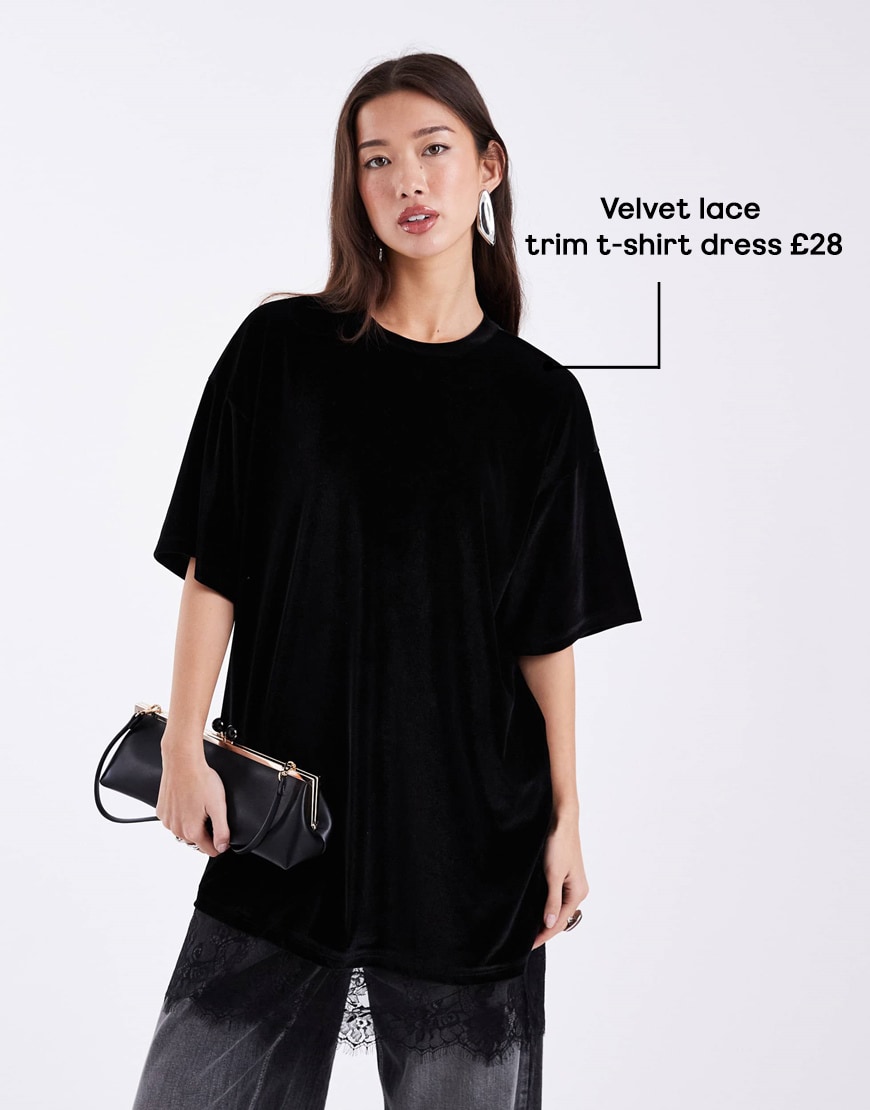 velvet lace trim t-shirt dress £28
