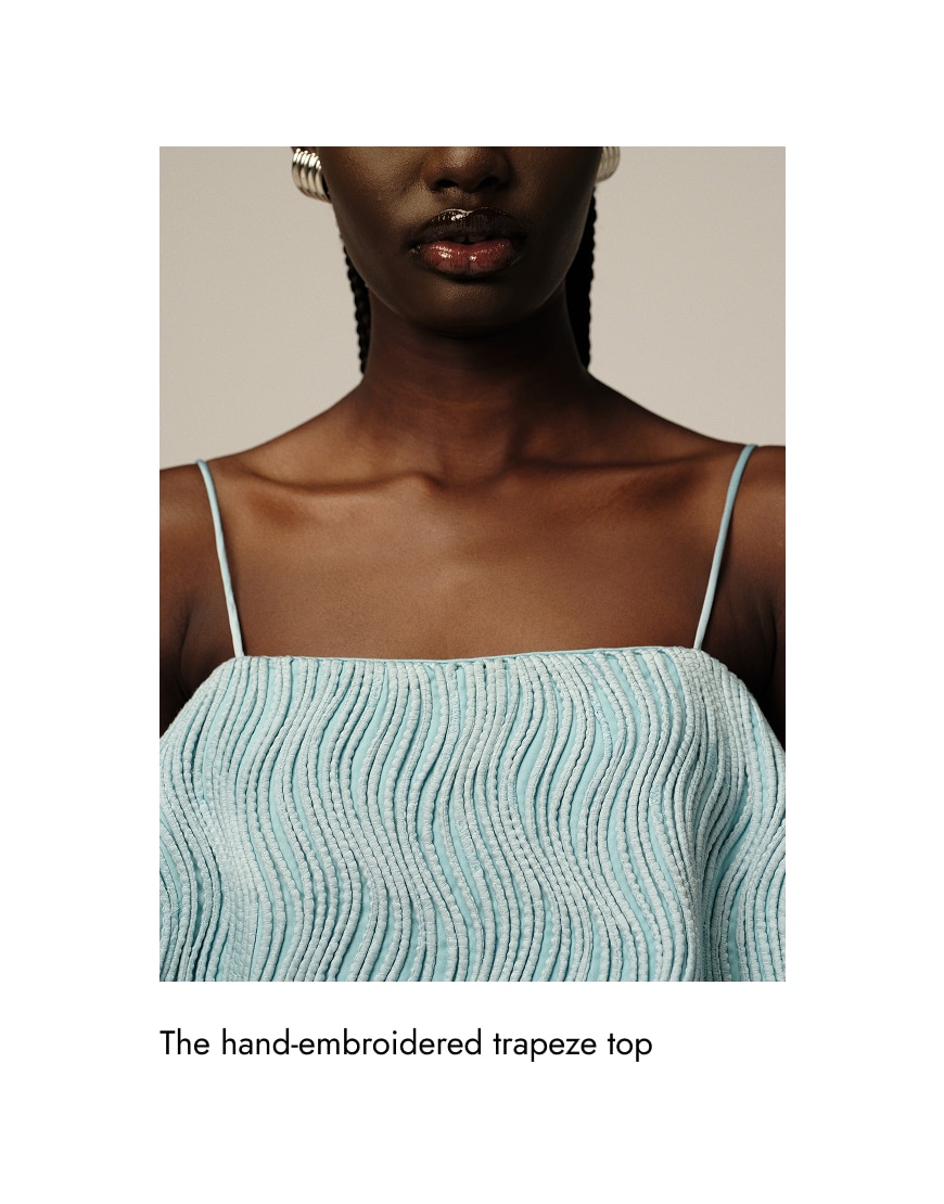 The hand-embroidered trapeze top