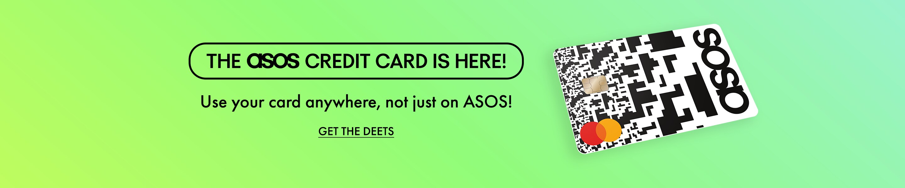 The asos credit card is here. Use your card anywhere not just on Asos. Get the deets.