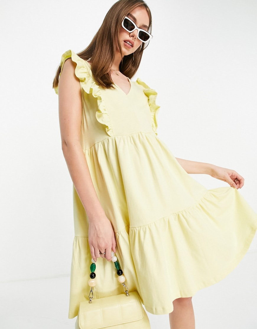 Yellow frill summer dress