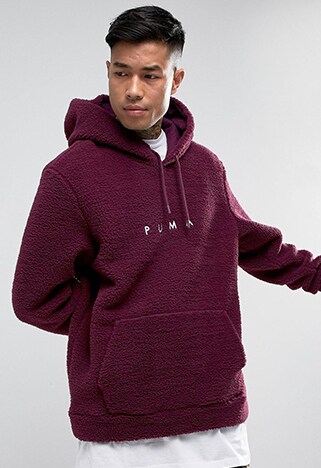 Looped | Puma borg pullover hoodie in purple exclusive to ASOS | ASOS