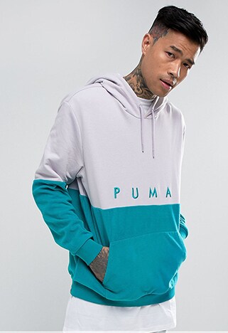 Looped | Puma pullover mixed polar hoodie in purple exclusive to ASOS | ASOS