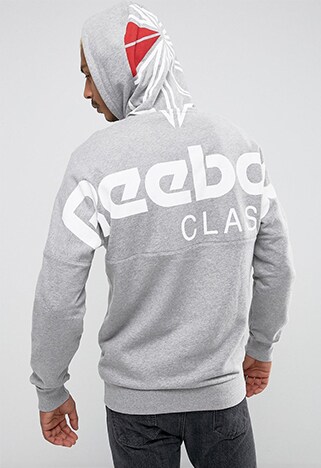 Looped | Reebok full zip hoodie in grey | ASOS