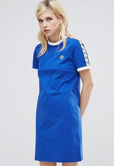 Looped  Fred Perry archive t-shirt dress with logo tape | ASOS