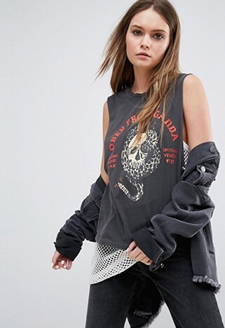 Looped | Obey cut off tank vest with propaganda skull print | ASOS
