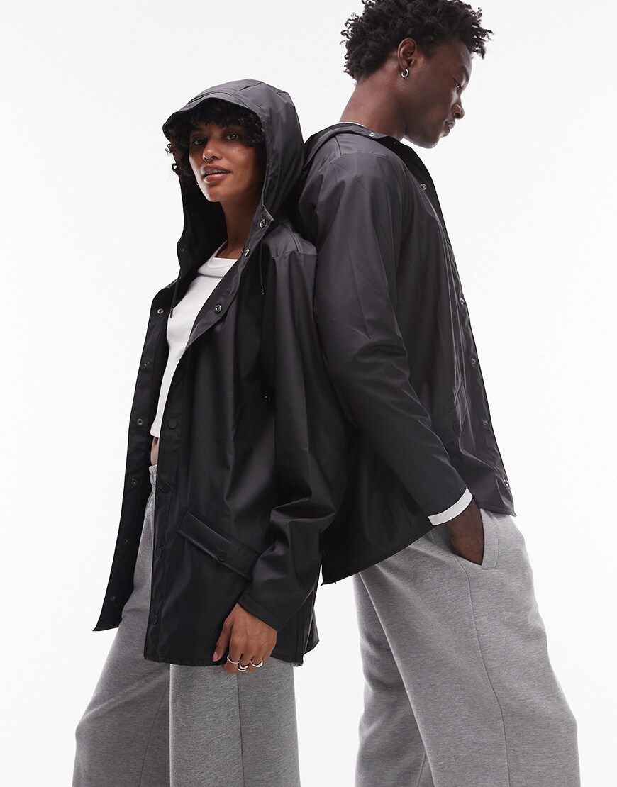 Rains 12010 unisex waterproof short jacket in black| ASOS Style Feed