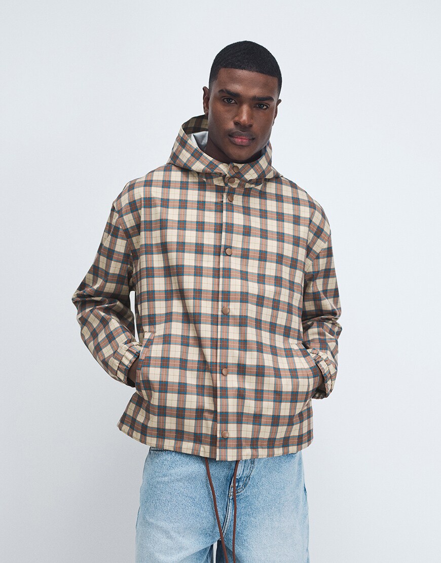 ASOS DESIGN stormMAX™ water repellent oversized raincoat in check| ASOS Style Feed