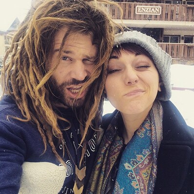 Stylish snowboarders