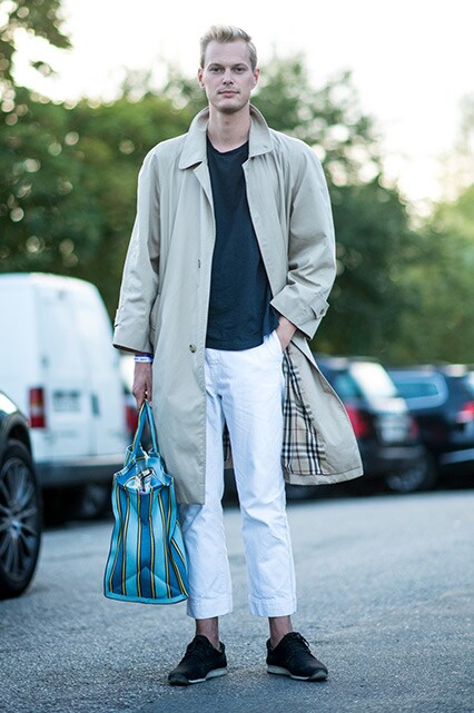 Model wearing a beige mac coat | ASOS Style Feed