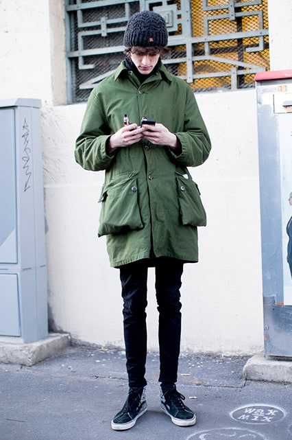 Model wearing black high-top sneakers | ASOS Style Feed