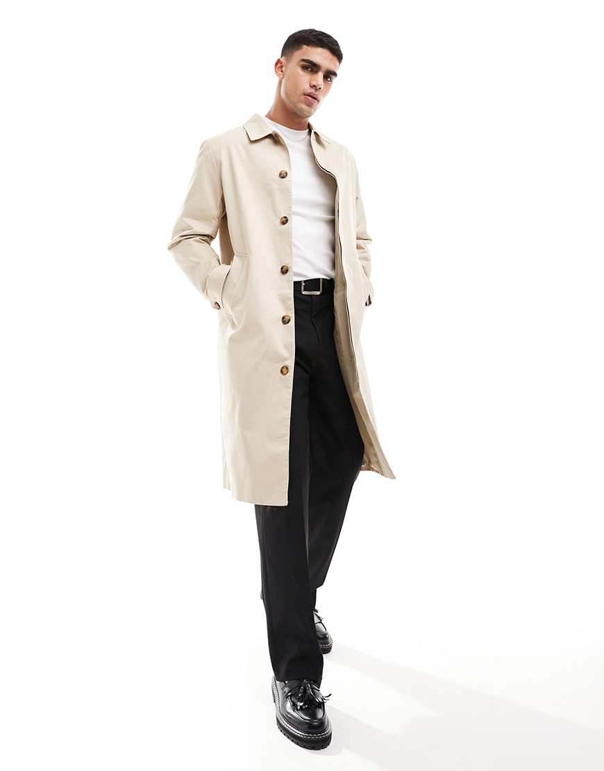 ASOS DESIGN trench coat in stone | ASOS Style Feed