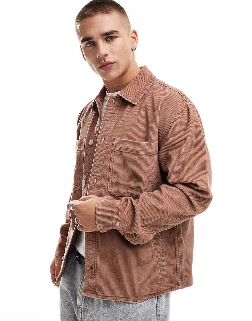 Abercrombie & Fitch cord shirt jacket in rust | ASOS Style Feed