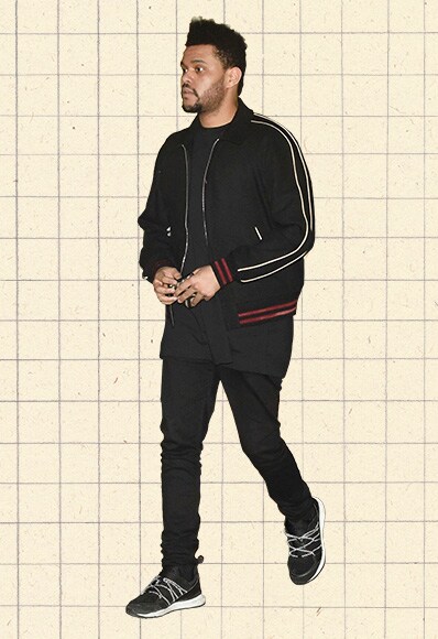 Look du jour The Weeknd total look noir survêtement