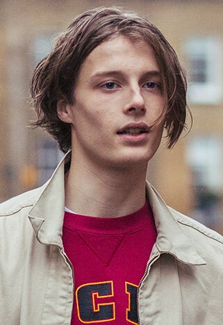 street style guy with centre parting