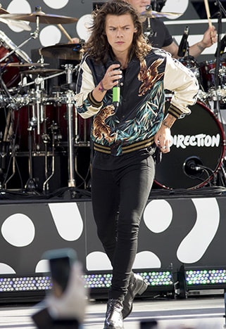 Harry Styles wearing a Saint Laurent sukajan | ASOS Style Feed