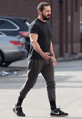 Shia LaBeouf wearing socks over his joggers | ASOS Style Feed