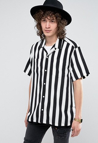 black and white stripe party shirt
