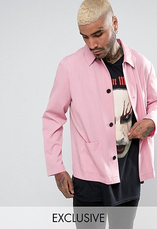 Pink shirt jacket with buttons