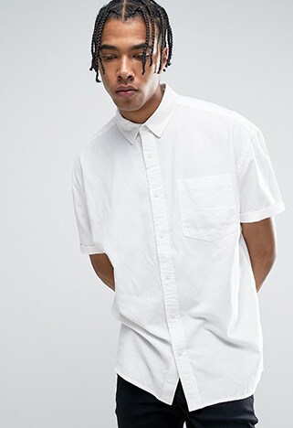 Oversized white short sleeve shirt