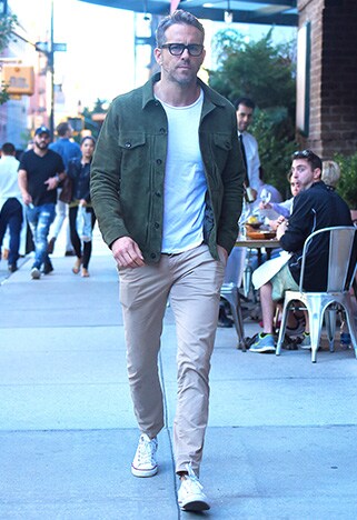 Ryan Reynolds wearing slim cropped chinos | ASOS Style Feed