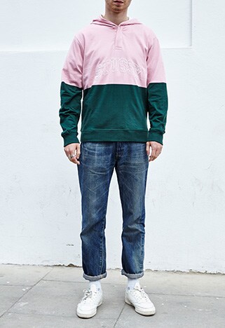 ASOSer wearing Stussy block hoodie with large logo, available at ASOS | ASOS Style Feed