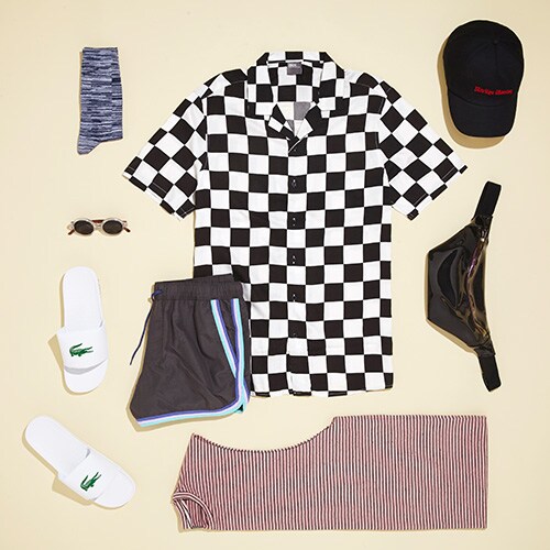 ASOS edit featuring a checkerboard shirt, detailed swimwear and Lacoste sliders | ASOS Style Feed