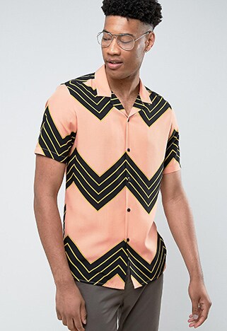 ASOS Tall regular-fit viscose stripe shirt with revere collar in pink | ASOS Style Feed