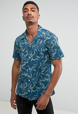 Mango short-sleeved revere-collar shirt with bamboo print | ASOS Style Feed