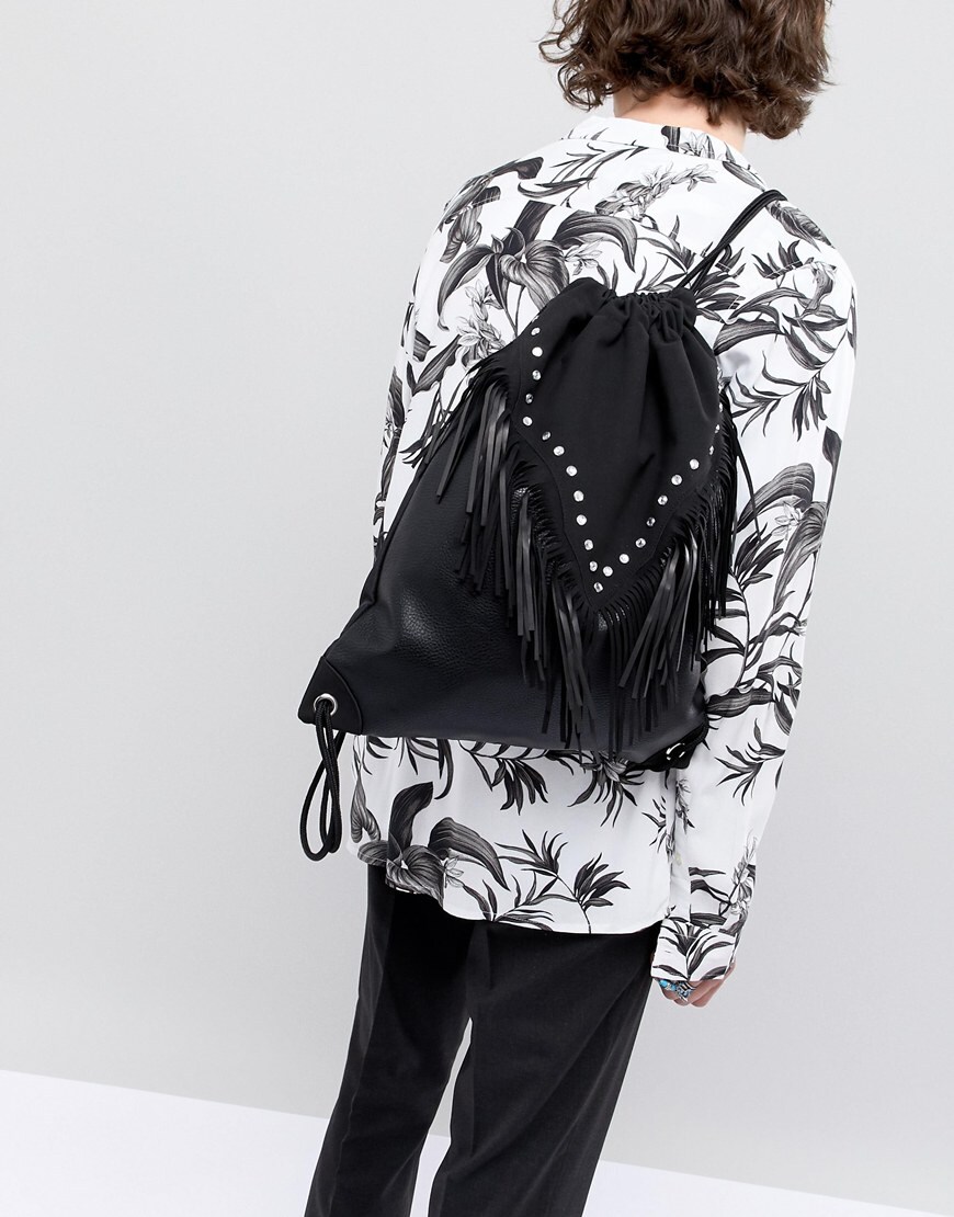 ASOS DESIGN studded drawstring backpack available at ASOS | ASOS Style Feed