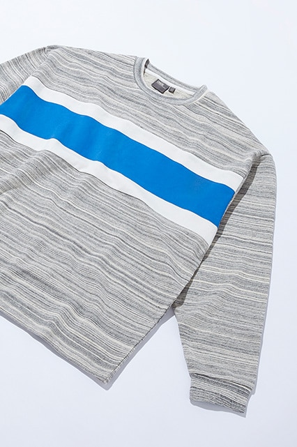 Cut-and-sew sweatshirt in patterned grey, white and blue, available at ASOS | ASOS Style Feed