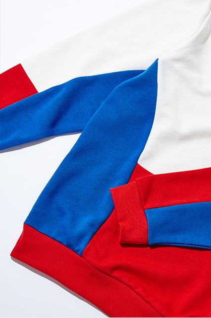 Cut-and-sew sweatshirt in blue, white and red, available at ASOS | ASOS Style Feed