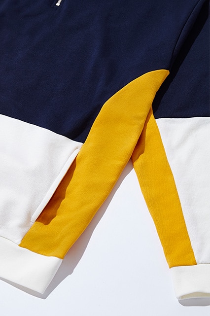 Cut-and-sew sweatshirt in navy, white and yellow, available at ASOS | ASOS Style Feed