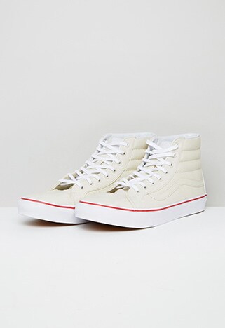 Vans Sk8-Hi leather trainers in beige, available at ASOS | ASOS Style Feed