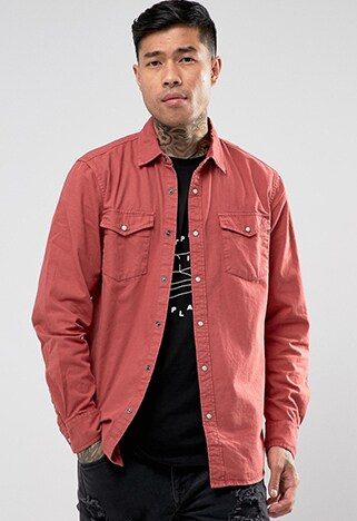 Chemise western rouge Pull and Bear