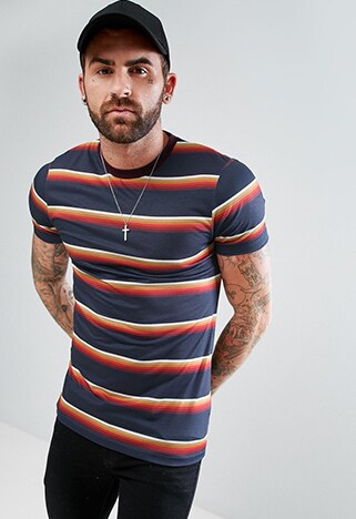 ASOS muscle T-shirt with retro stripes | ASOS Style Feed