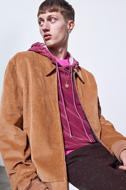 Model wearing a tan corduroy jacket | ASOS Style Feed