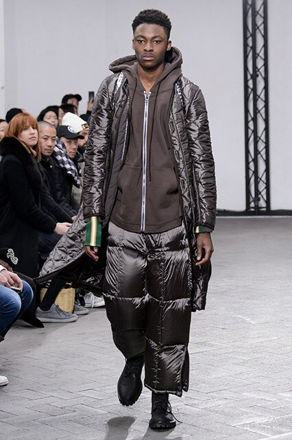Catwalk model wearing a duvet-like puffer jacket and matching trousers | ASOS Style Feed