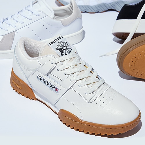 Reebok Workout Ripple in white leather and gum