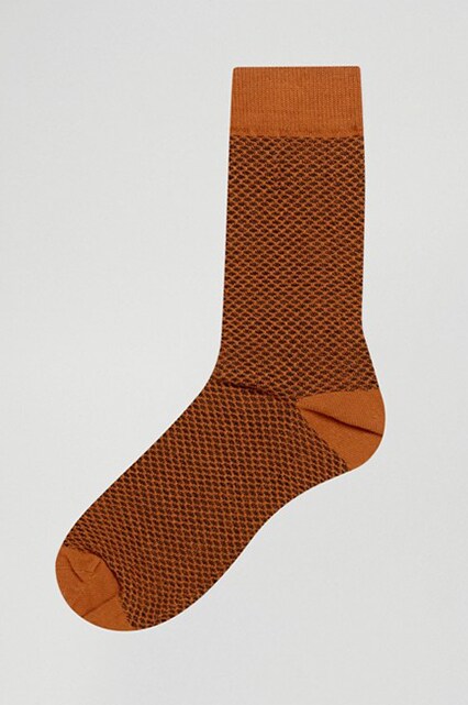 sock in textured orange cotton