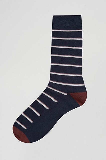 White and navy stripe sock
