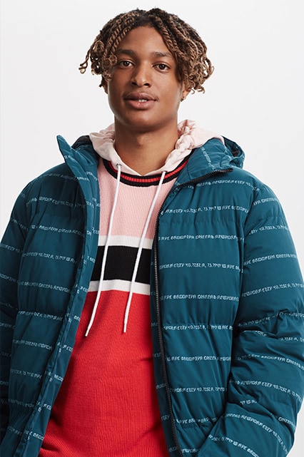 puffer jacket and hoodie