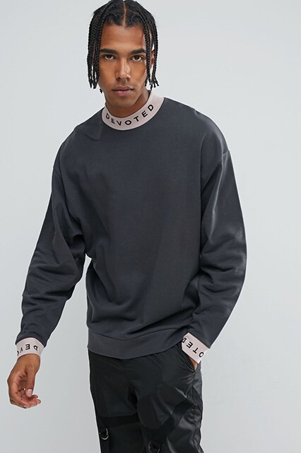 Top 10: Sweatshirt featuring an ASOS oversized sweatshirt with neck and trim print | ASOS Style Feed