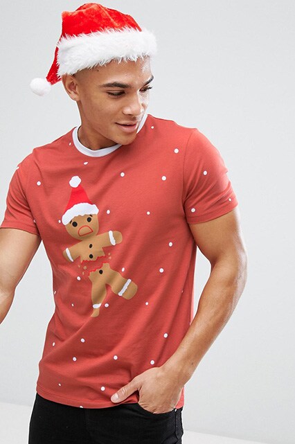 ASOS Christmas T-Shirt With Gingerbread Man Print, available on ASOS