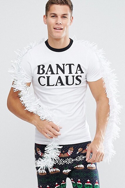 ASOS Christmas Muscle T-Shirt With Banta Claus Print, available on ASOS