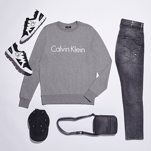 Brand Focus: Calvin Klein AW17, featuring a grey logo sweater, half-zip top, skinny-fit jeans and techy running trainers | ASOS Style Feed