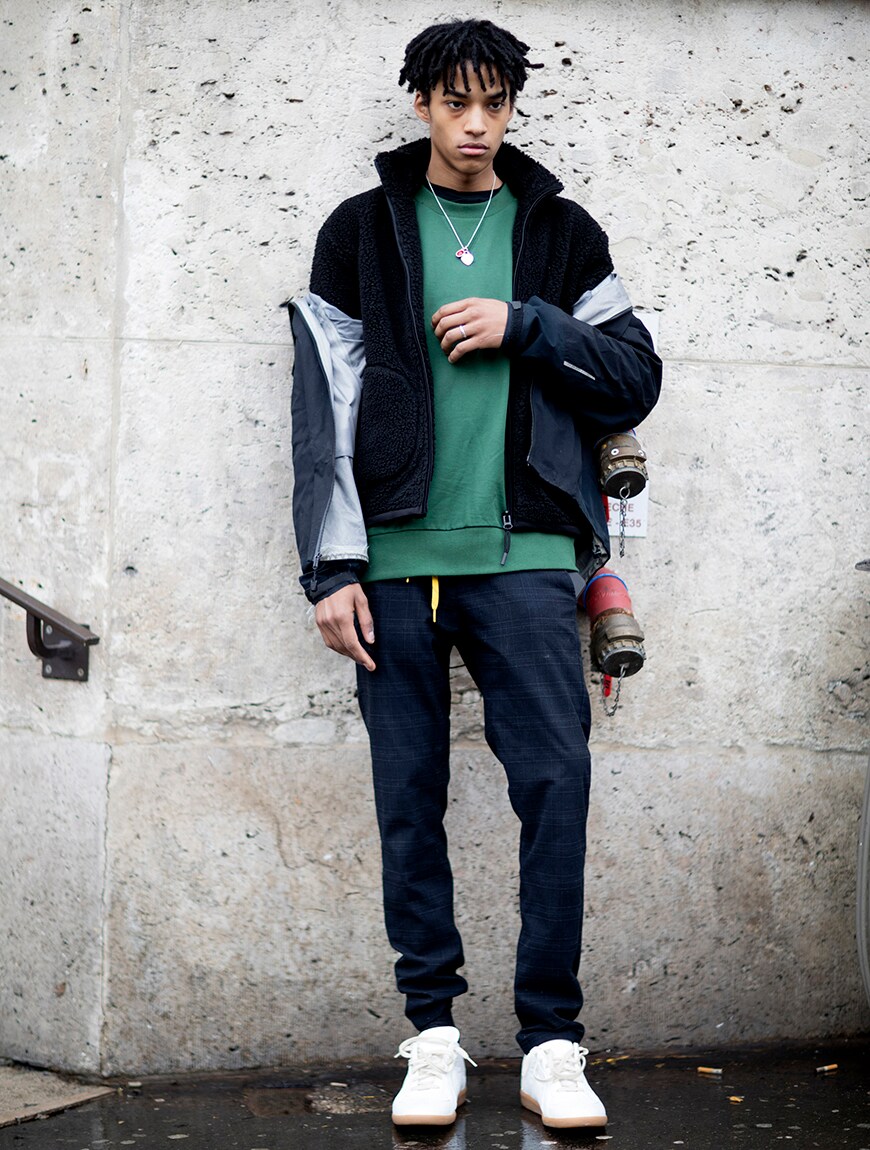 Stylish guys in green