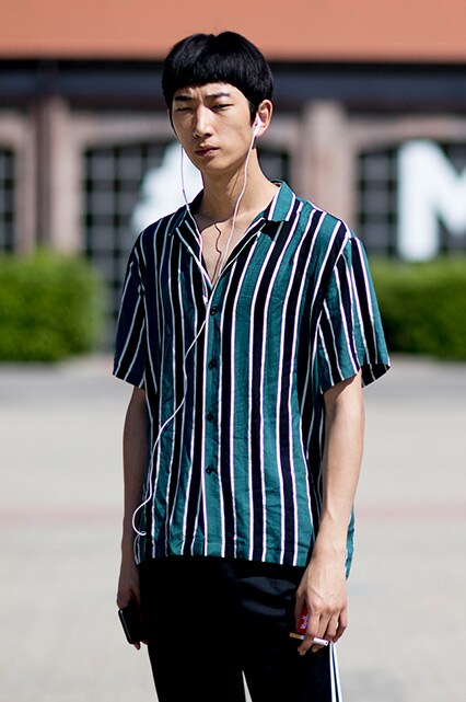 guys revere collar striped shirt