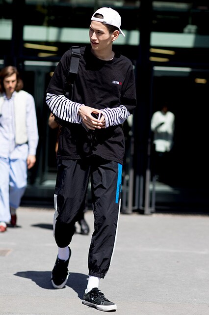 Street styler in SS18 stripes